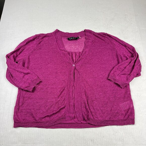 ZOZO Linen Blend Bolero Cardigan Pink Lightweight Slouchy Soft Button Sweater XL - Picture 1 of 10